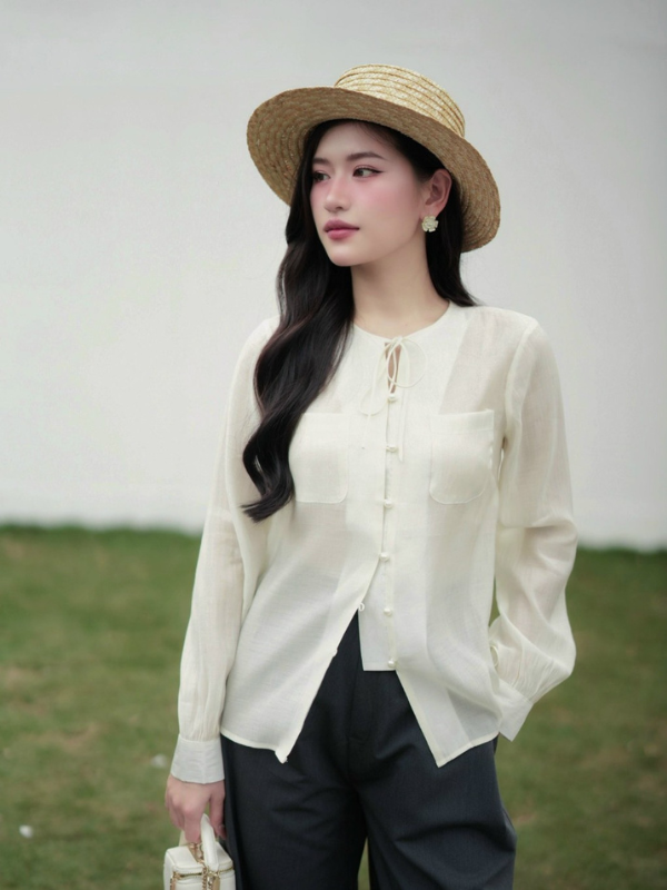 Áo sơ mi nữ Sathy Shirt tơ hàn cao cấp Áo sơ mi nữ Sathy Shirt tơ hàn cao cấp